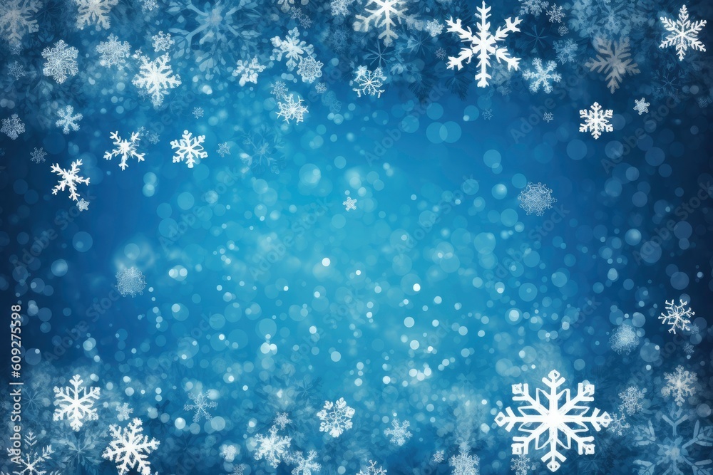 Christmas Winter Snow Blue Background Generative AI