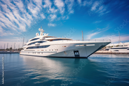 Luxury cruiser sailing on summer sea  Generative AI