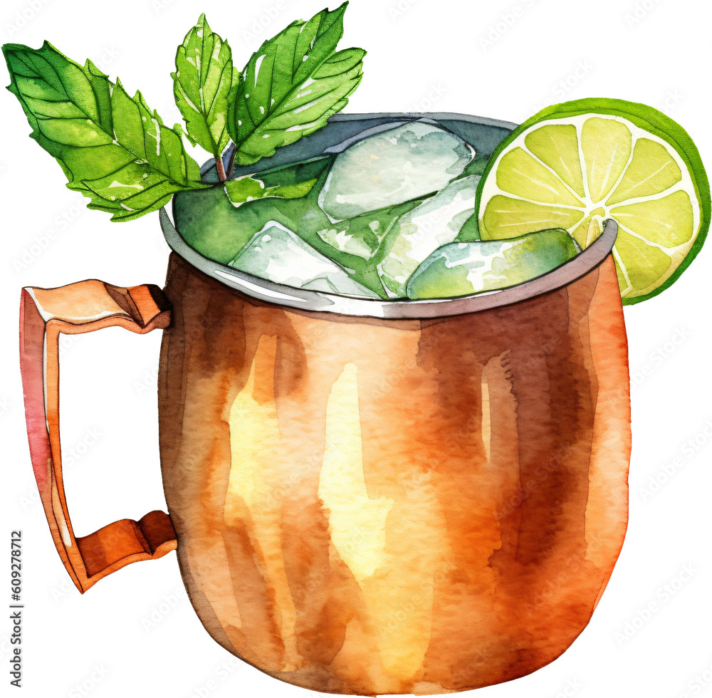 watercolor-clipart-of-moscow-mule-stock-photo-adobe-stock