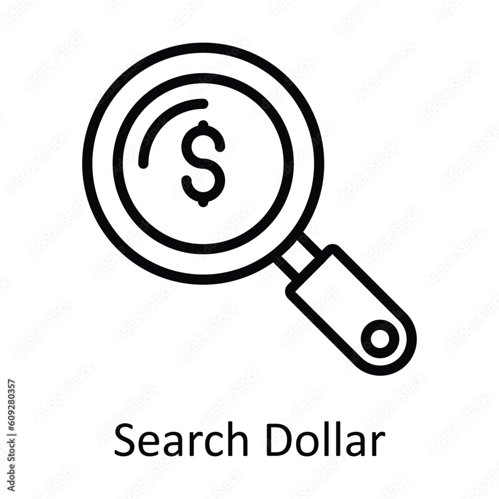 Search Dollar Vector outline Icon Design illustration. Digital Marketing Symbol on White background EPS 10 File Search Dollar Vector outline Icon Design illustration. Digital Marketing Symbol on White background EPS 10 File