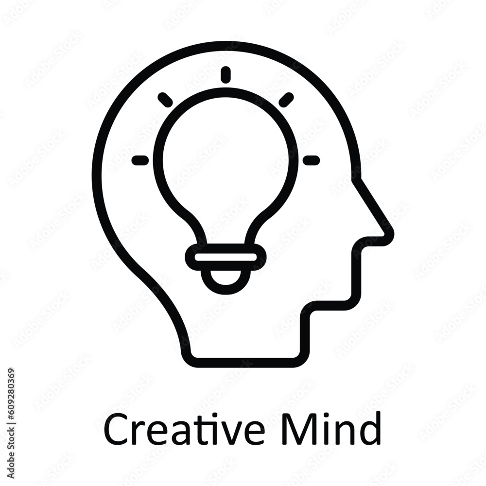 Creative Mind Vector   outline Icon Design illustration. Digital Marketing  Symbol on White background EPS 10 File