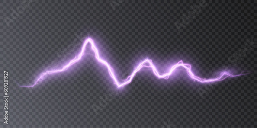 Abstract flash of light with elements of electric discharge, lightning. High current, power. Vector illustration of an overlay on an isolated Background.