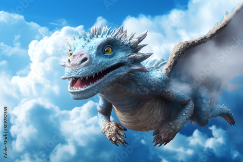 Cute dragon  a mithological legendary creature from the folklore of cultures wordwide. Generative AI.