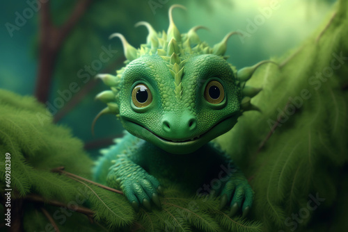 Cute dragon  a mithological legendary creature from the folklore of cultures wordwide. Generative AI.