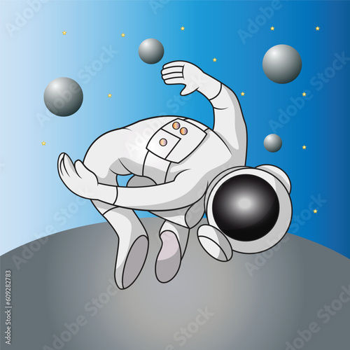 illustration vector graphic of an astronaut doing somersaults