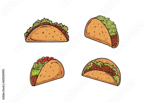 Hand Drawn Mexican Taco Illustration