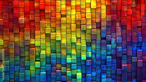 Abstract vibrant color rectangular mosaic background. Generative AI