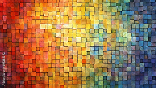 Abstract vibrant color rectangular mosaic background. Generative AI