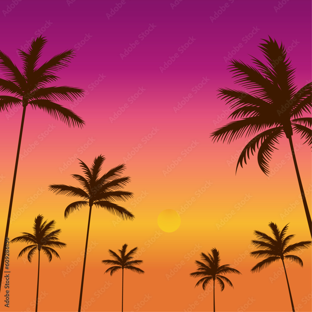 Silhouette palms background