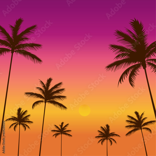 Silhouette palms background