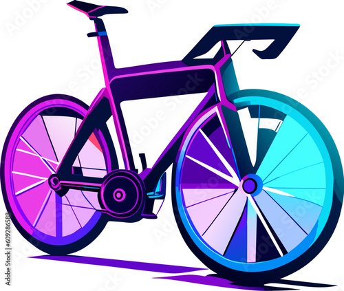 cyberpunk bicycle in neon purple on a white background