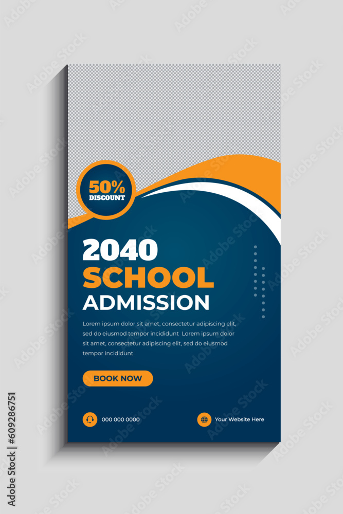school-admission-facebook-and-instagram-story-template-stock-vector