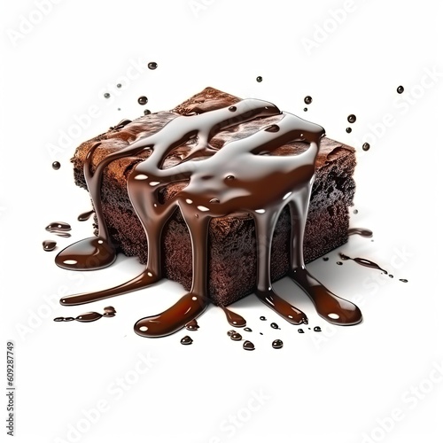 Brownie delicious dessert isolated on white background. Generative AI