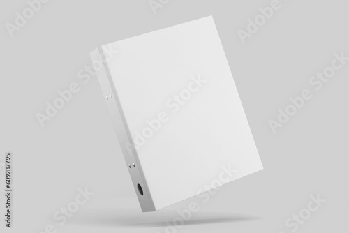 realistic blank hardcover corporate office us size binder folder book realistic mockup template leaning position in white gray background 3d rendering illustration