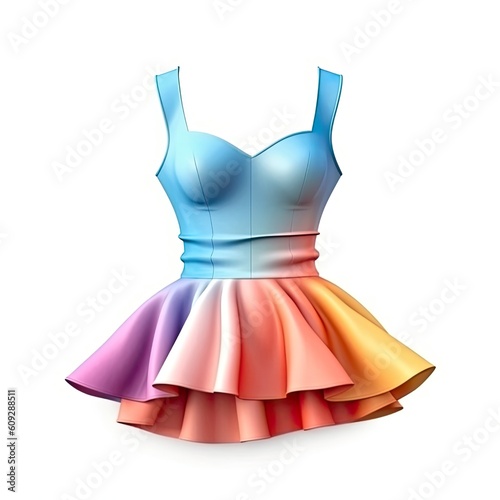 Peplum top fashion clothing with colorful pattern isolated on white background. Generative AI