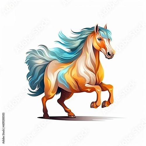 Stallion horse cute character illustration. Generative AI © tanyastock