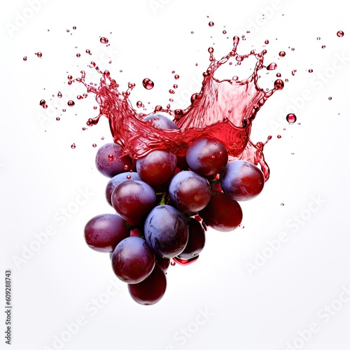 Grapes fresh fruit in water splash isolated on white background. Generative AI