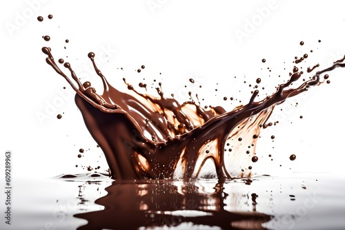 A chocolate splash on white background