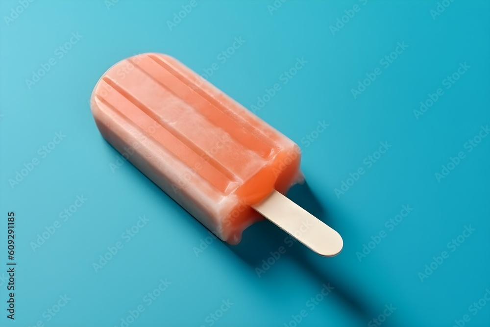 A colorful ice cream on blue background. Generative AI A colorful ice cream on blue background. Generative AI