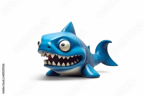 blue shark 3d illustration isolated on white background