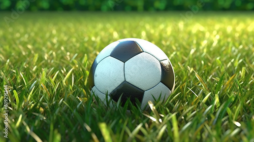 Soccer ball in a grass. Generative AI
