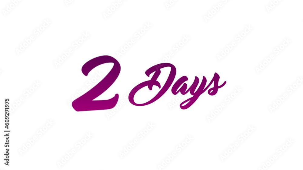 2 Days - Title Text Animation With Gradient Colors and White Background. Great for greeting videos, opening video, Bumper, cinema, digital video, media publishing, film, short movie, etc