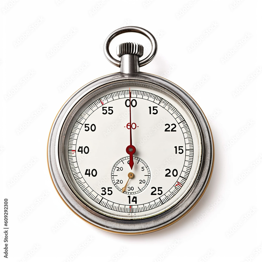Analog stopwatch on white background. Generative AI Analog stopwatch on white background. Generative AI