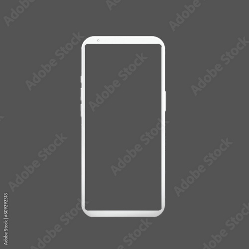 Smartphone mockup frameless blank screen frameless design, iphone style.Smartphone icon on black background vector illustration. Flat Icon Mobile Phone, 