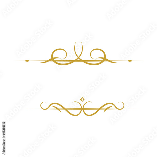 Set of art luxury golden dividers. Vintage header and border template decorative. Calligraphy flourishes page decoration sketch for your design
