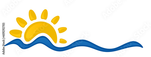 Sun and Blue Wave Symbol. 