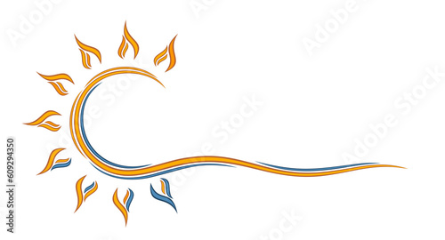 The symbol of the summer sun with sea.