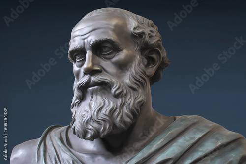 Homer, greek poet, author of the Odyssey and the Iliad, epic poems. Generative AI.
 photo