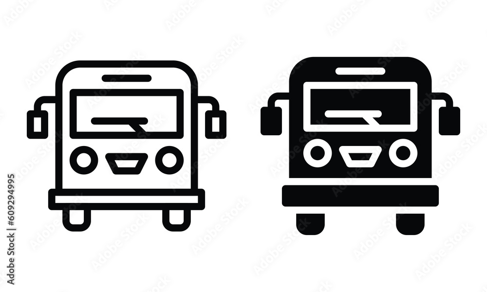 Bus icon with outline and glyph style. Bus icon with outline and glyph style.