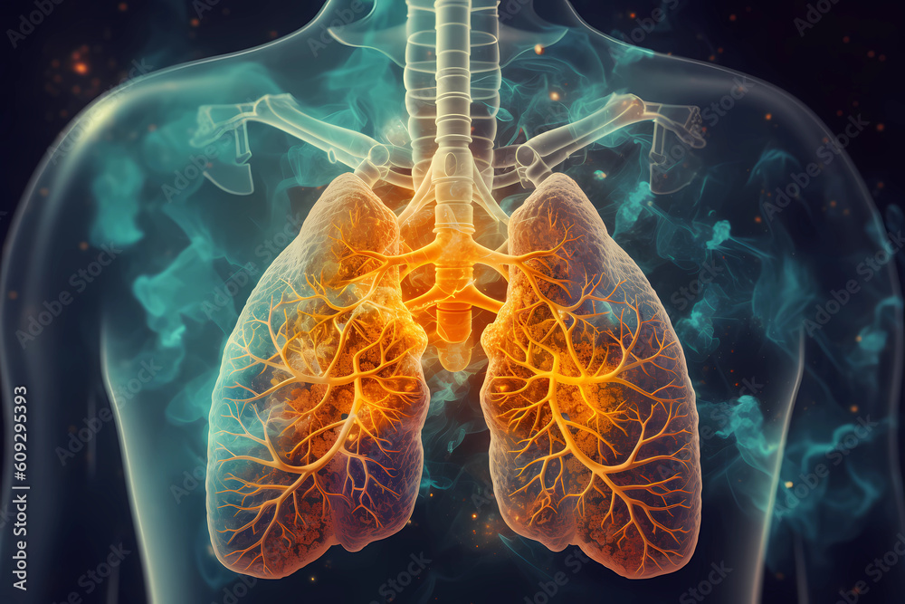 Lower respiratory infection, shortness of breath. Generative AI.
 - obrazy, fototapety, plakaty 