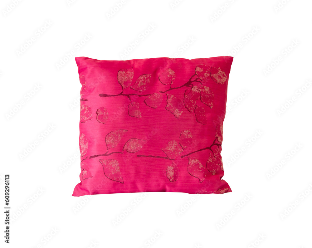 Small red pillow with beautiful pattern isolated on white background with clipping path in png file format. Small red pillow with beautiful pattern isolated on white background with clipping path in png file format.