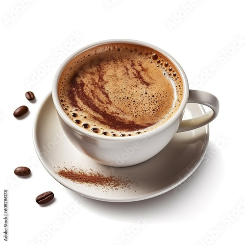 Cup of coffee on white background. Generative AI
