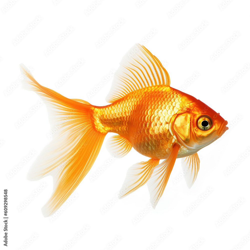 Gold fish on white background. Generative AI