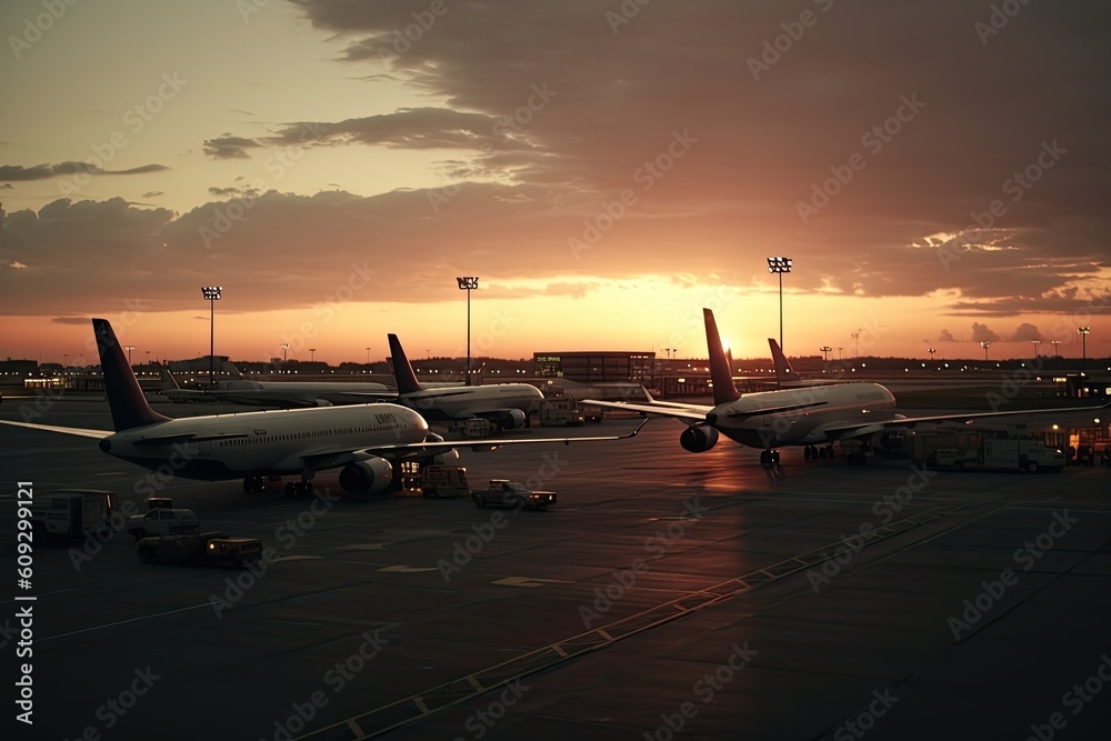 busy airpirt terminal at dusk