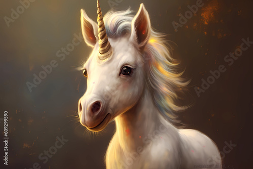 Unicorn - mythological creature from European folklore. Generative AI.