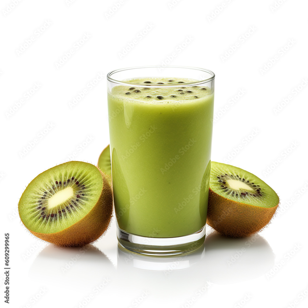 Kiwi juice on white background. Generative AI Kiwi juice on white background. Generative AI