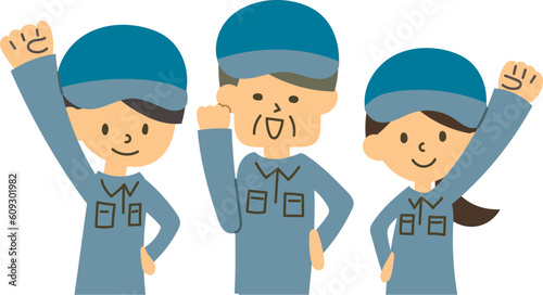 作業員がガッツポーズしたイラスト