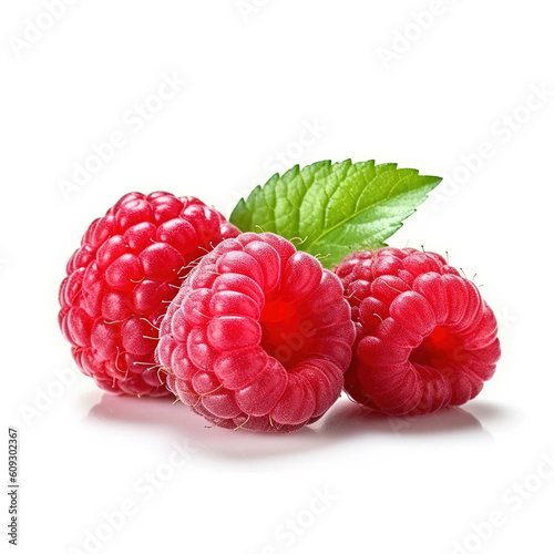 Raspberry on white background. Generative AI