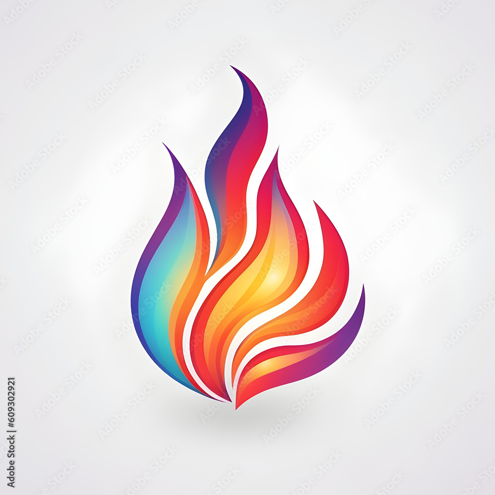 Fire flame simple colorful logo, AI generated Fire flame simple colorful logo, AI generated