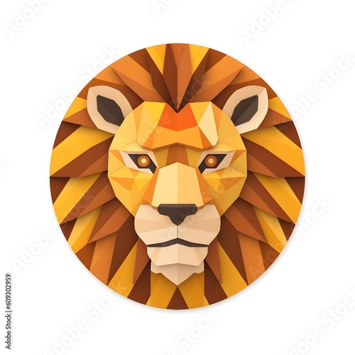 Elegant lion face logo illustration, AI generated