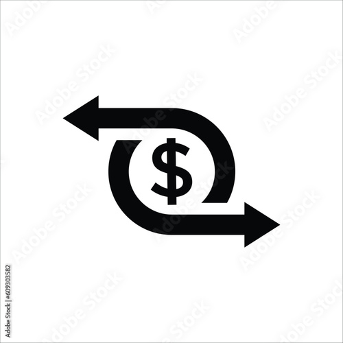 black easy cash flow icon with dollar symbol. concept of us currency sign for business or speed cashflow. simple trend modern minimal refinance logotype graphic design web element isolated on white