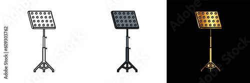 Musical Note Stand icon representing the elevation and display of musical notation for musicians during performances and practice sessions.