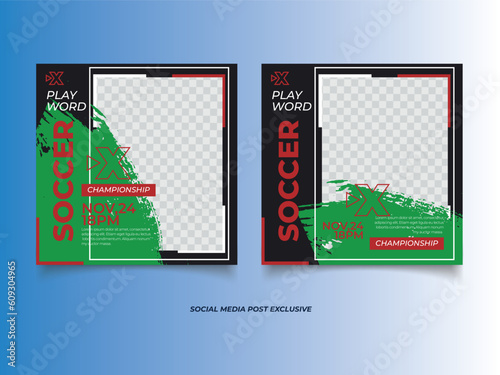 flat design soccer social media post template