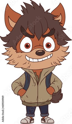 little boy in cute werewolf Halloween monster character