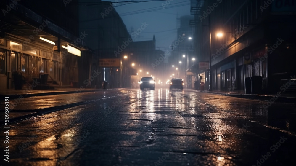 wet street in a city by night wet street in a city by night