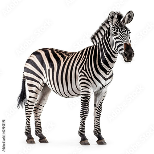 Zebra on white background. Generative AI